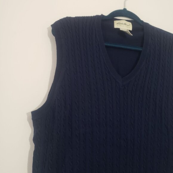 Eddie Bauer Vintage 90s Mens Sweater Vest Size‎ L Cotton Preppy Academia Career - Picture 3 of 8